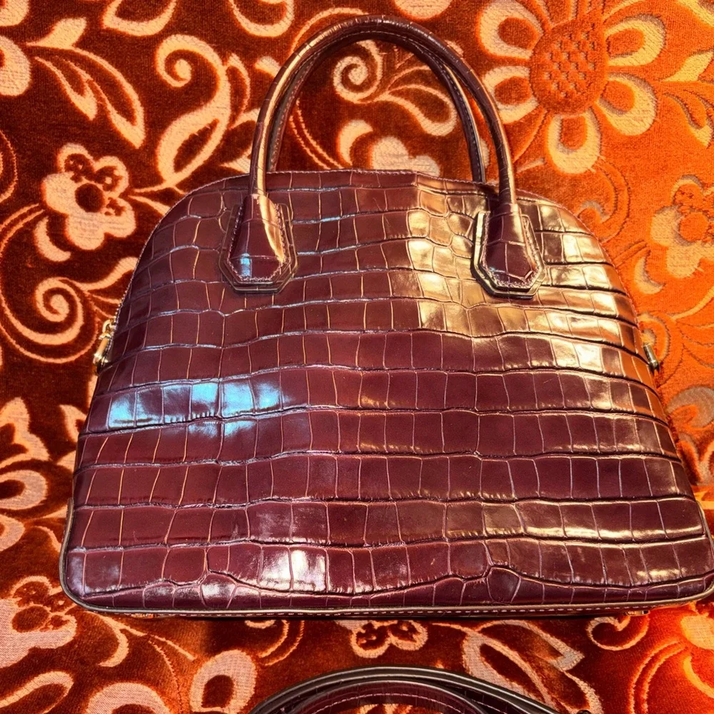 Michael Kors Purple Croc-Embossed Women's Bag, Top Handle & Crossbody Strap